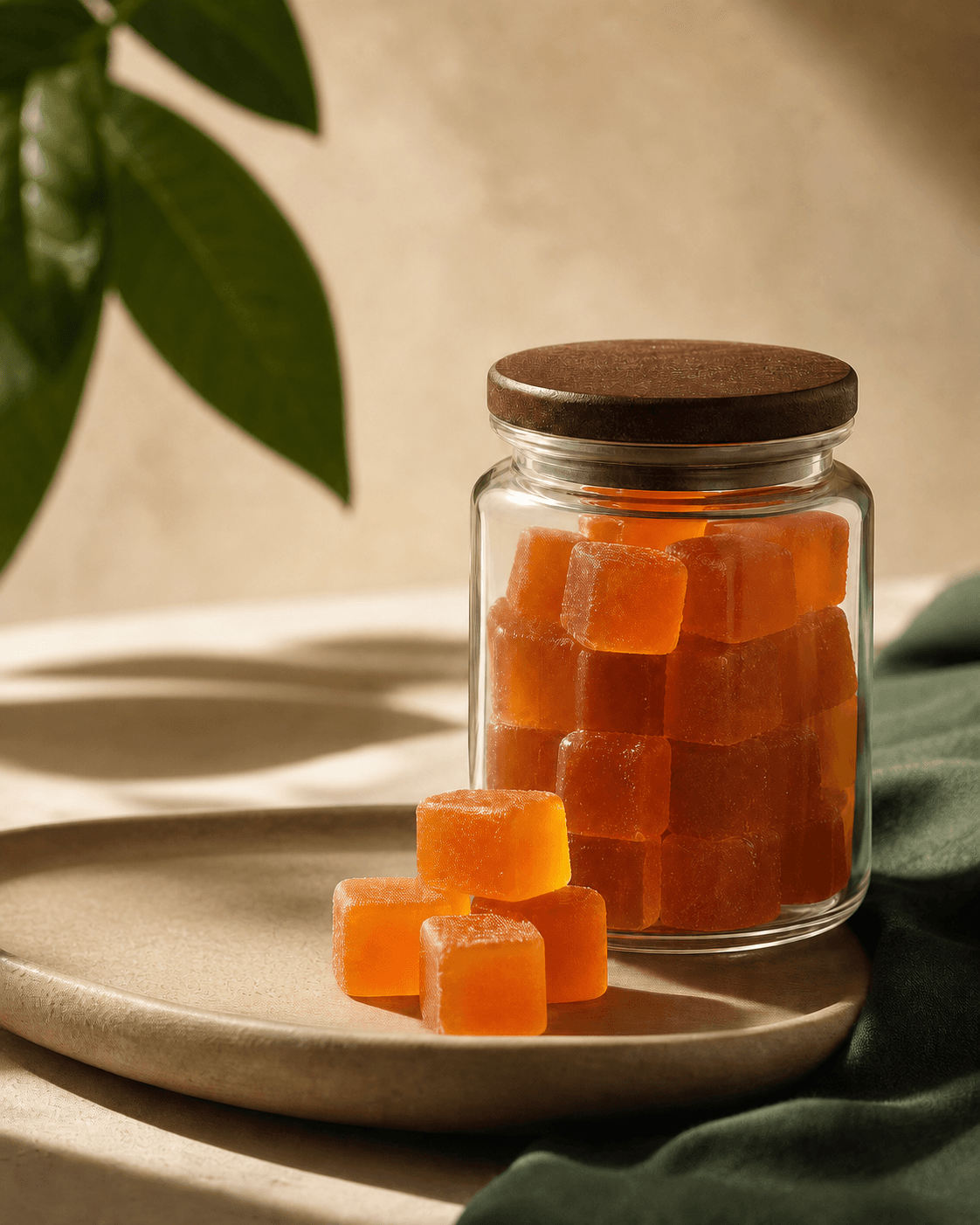 Functional Cordyceps gummies in a glass jar